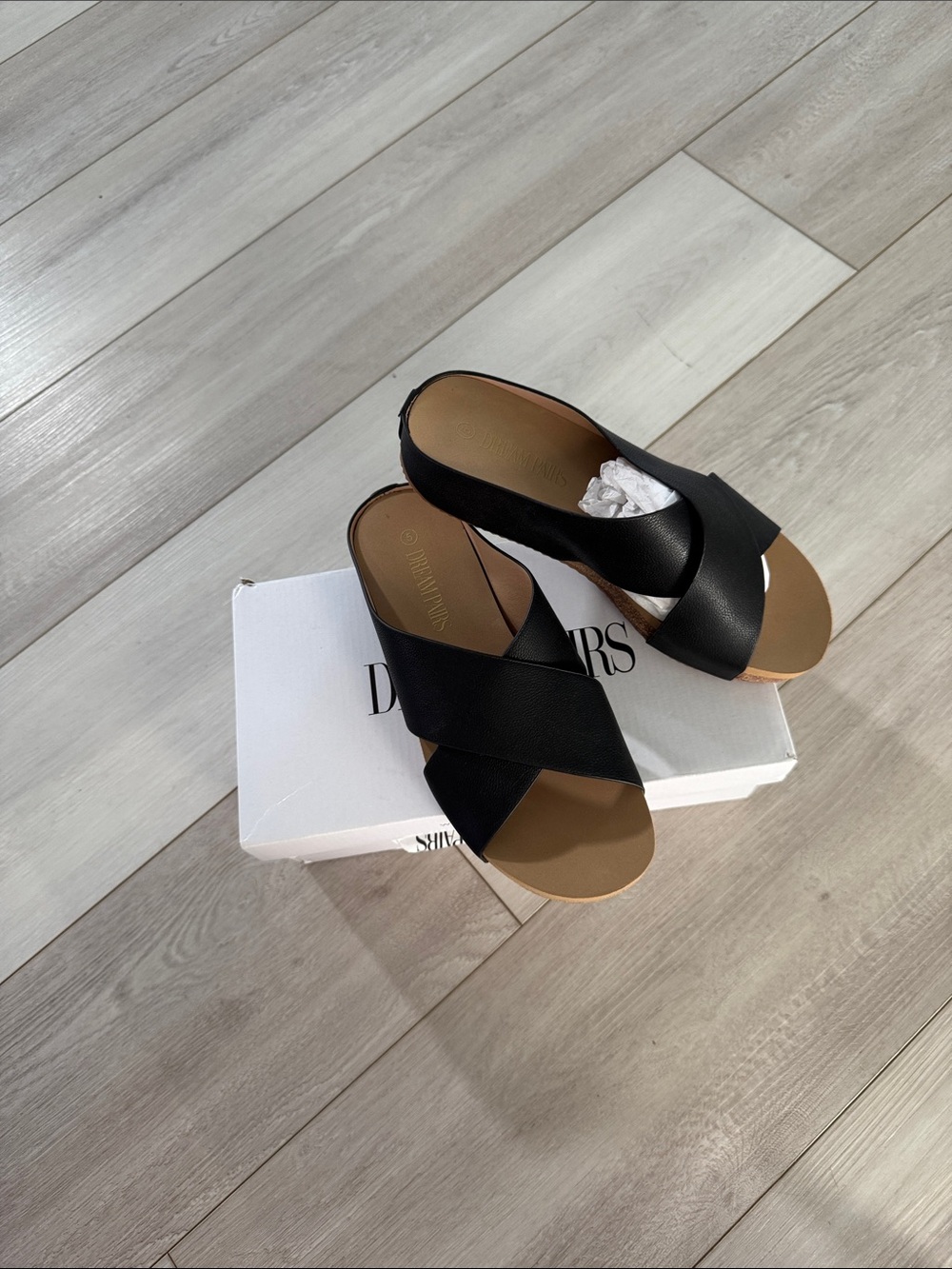Dream Pairs Black Crisscross Slide Sandals